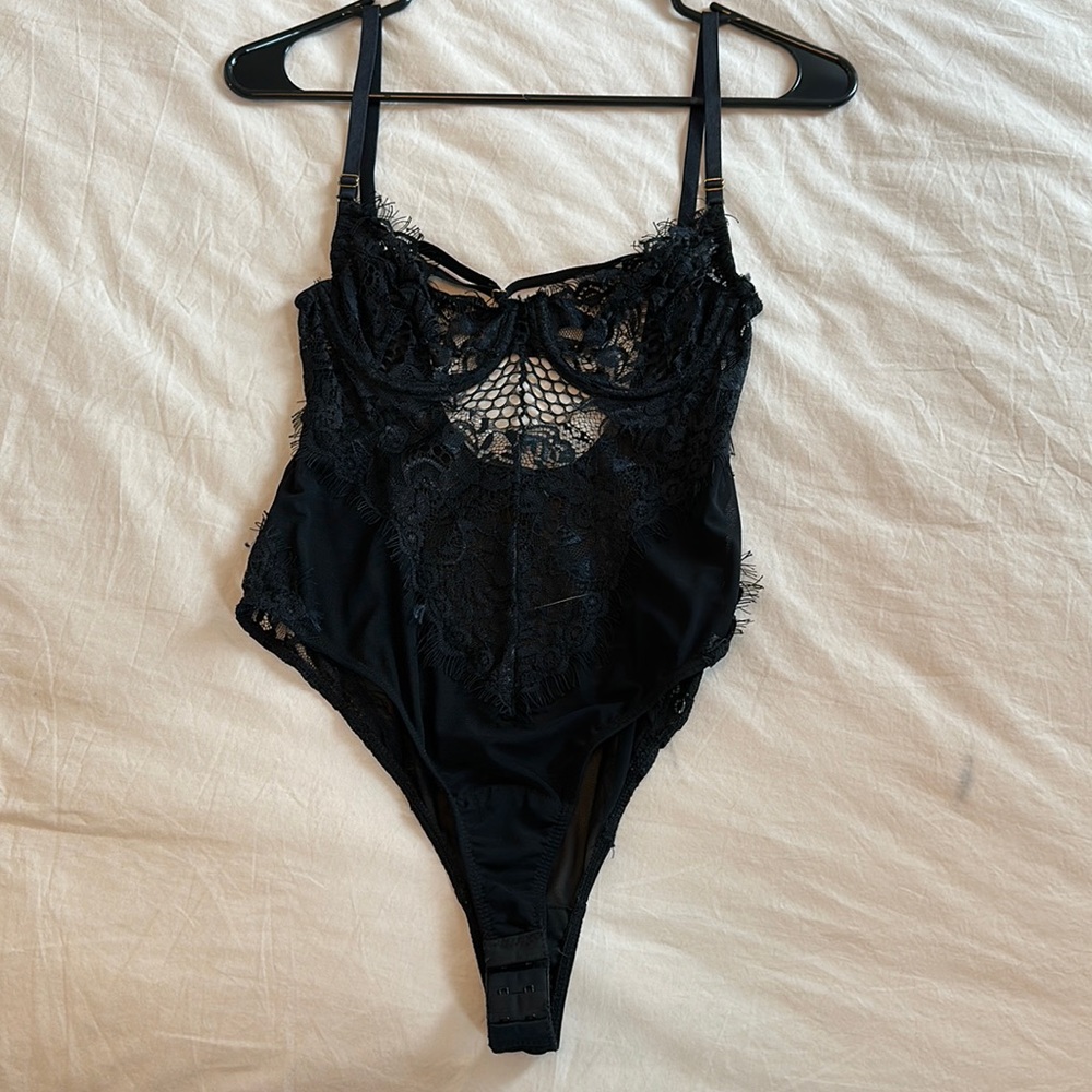 Black Lace Body Suit, Size Small